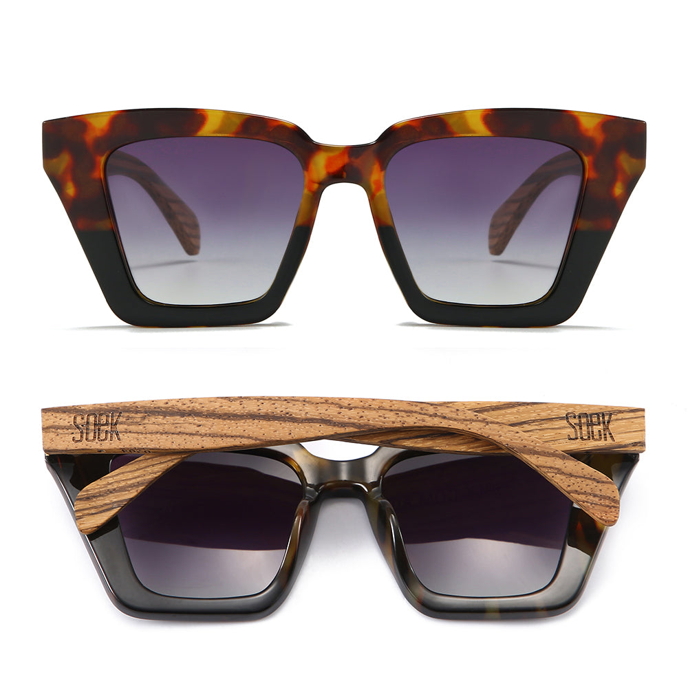 ICON BLACK TOFFEE l Black Graduated Lense l Walnut Arms - Soek Fashion Eyewear UK