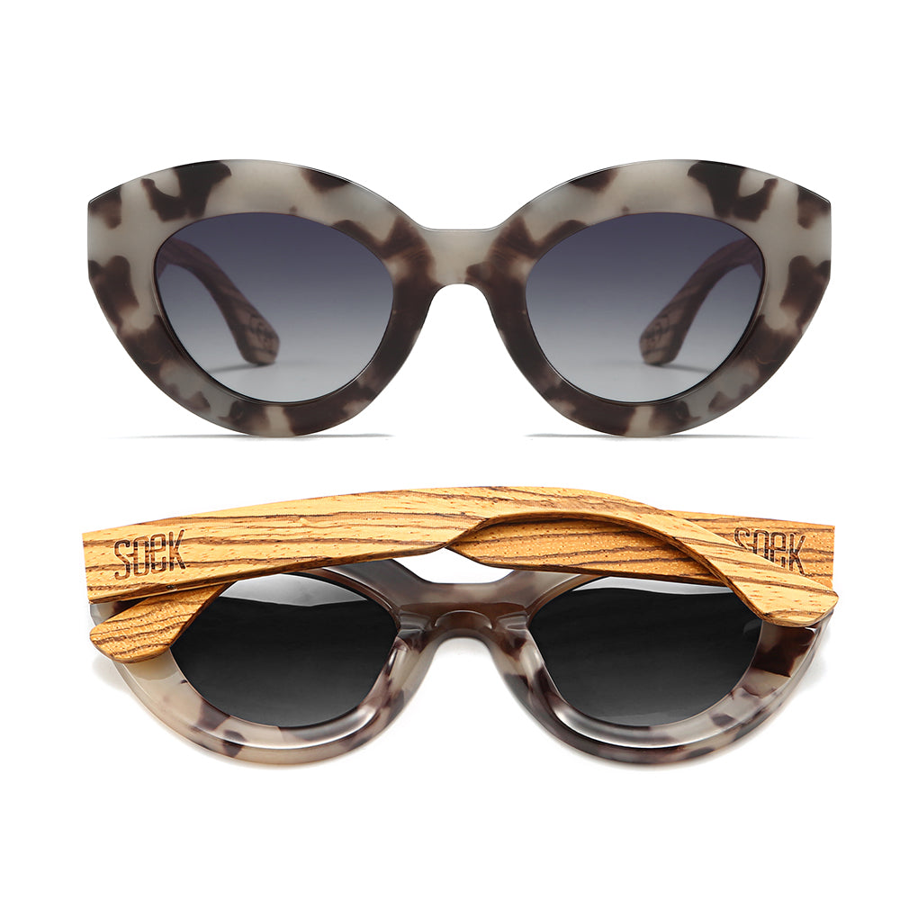 STEVIE IVORY TORT l Black Polarised Lens l Walnut Arms l Sunglasses by SOEK UK
