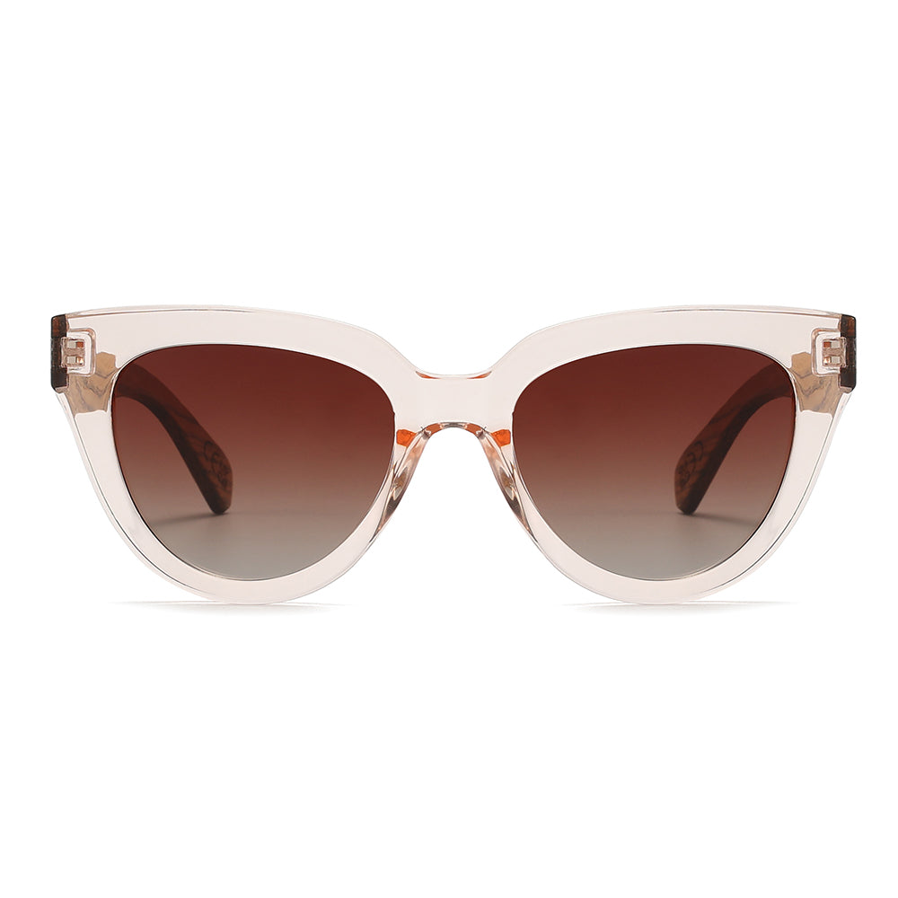 FLUTTER Blush l Sunglasses l Brown Lens l Walnut Wood Arms - Soek Fashion Eyewear UK