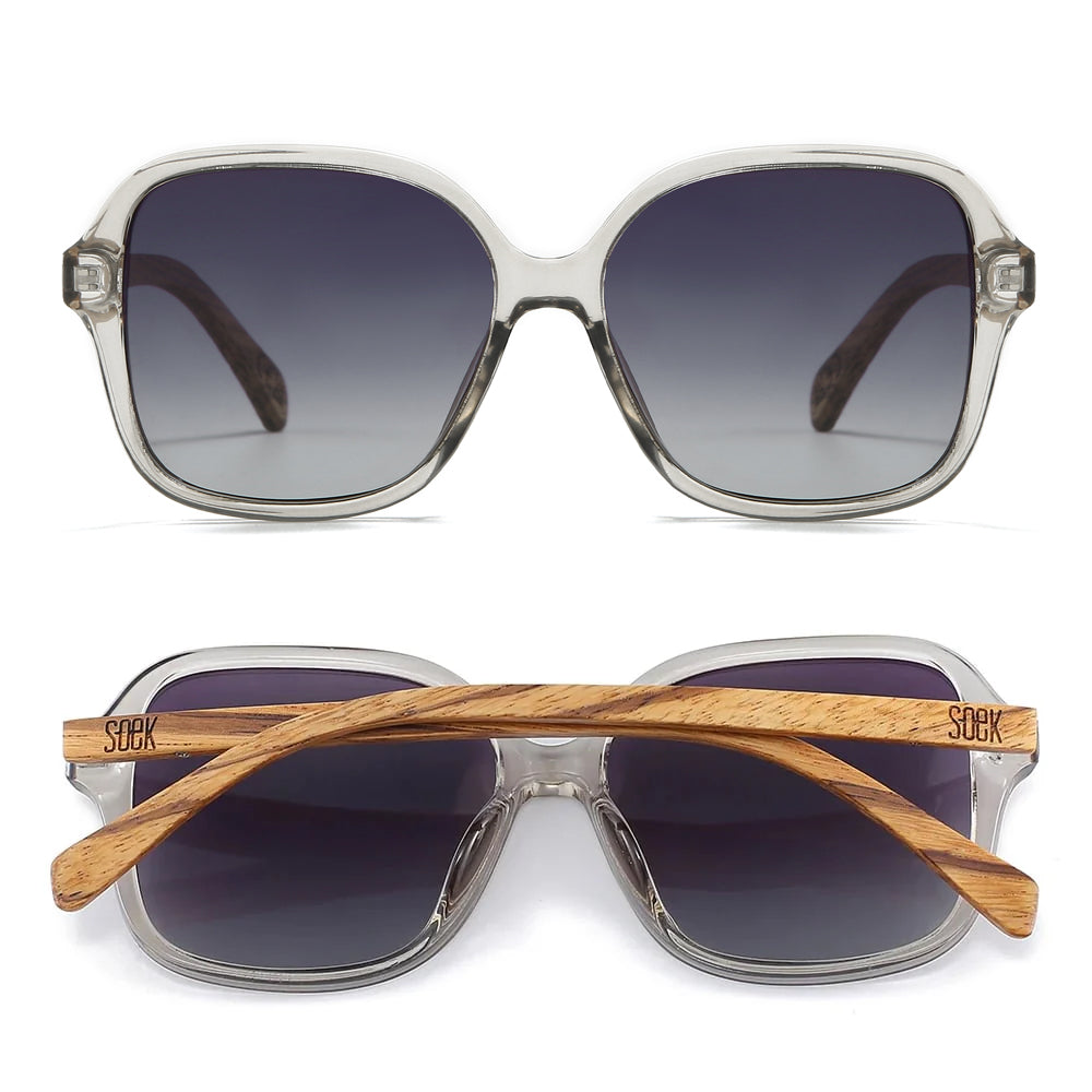 SCARLETT GREY MIST Grey Lens l Walnut Wood Arms - Soek Fashion Eyewear UK