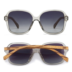 SCARLETT GREY MIST Grey Lens l Walnut Wood Arms - Soek Fashion Eyewear UK