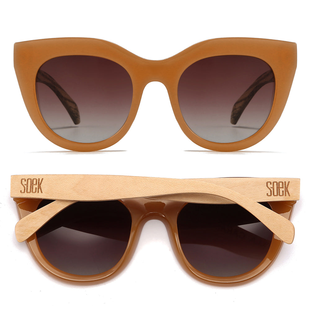 MILLA CARAMEL Brown Gradient Lens l Walnut Arms - Soek Fashion Eyewear UK