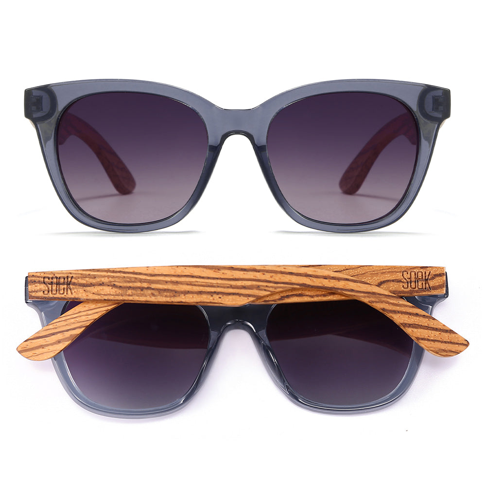 LILA GRACE MIDNIGHT BLUE l Smokey Gradient Lens l Walnut Arms - Soek Fashion Eyewear UK