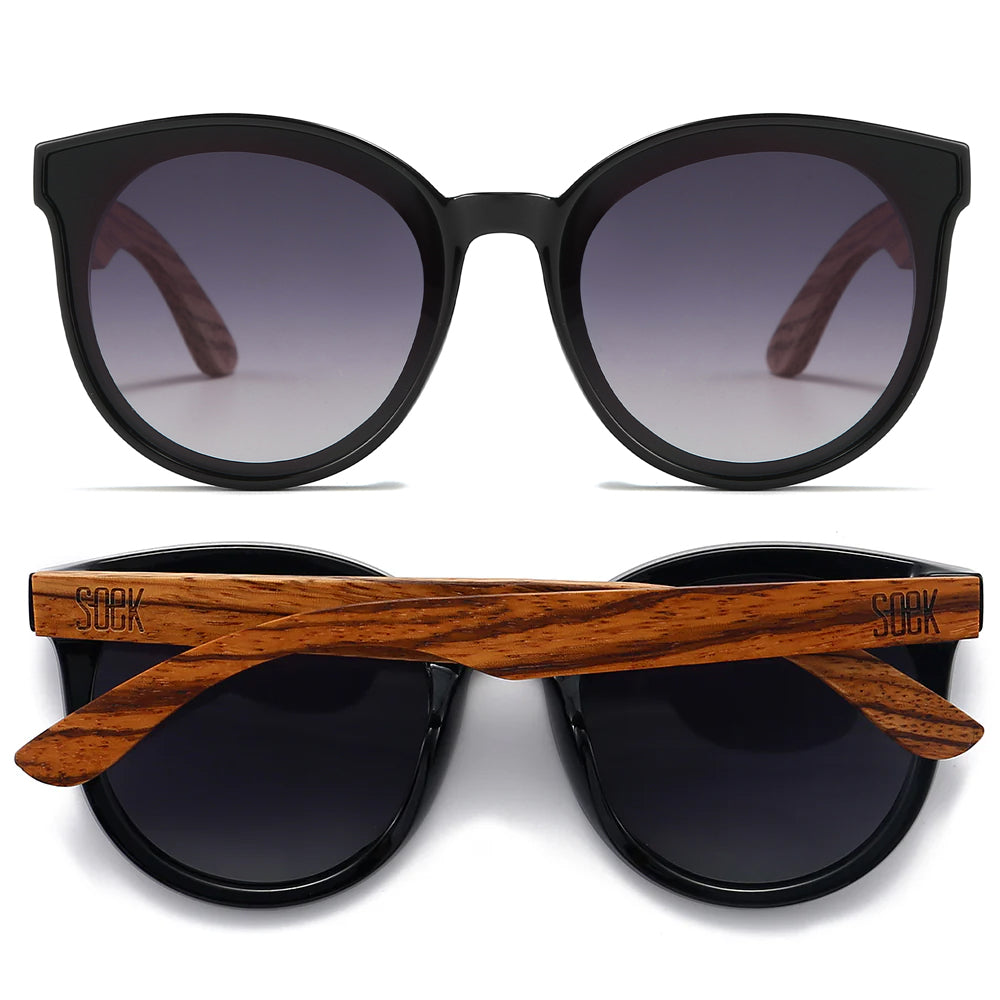 BELLA MIDNIGHT l Black Gradient Lens l Walnut Arms - Soek Fashion Eyewear UK