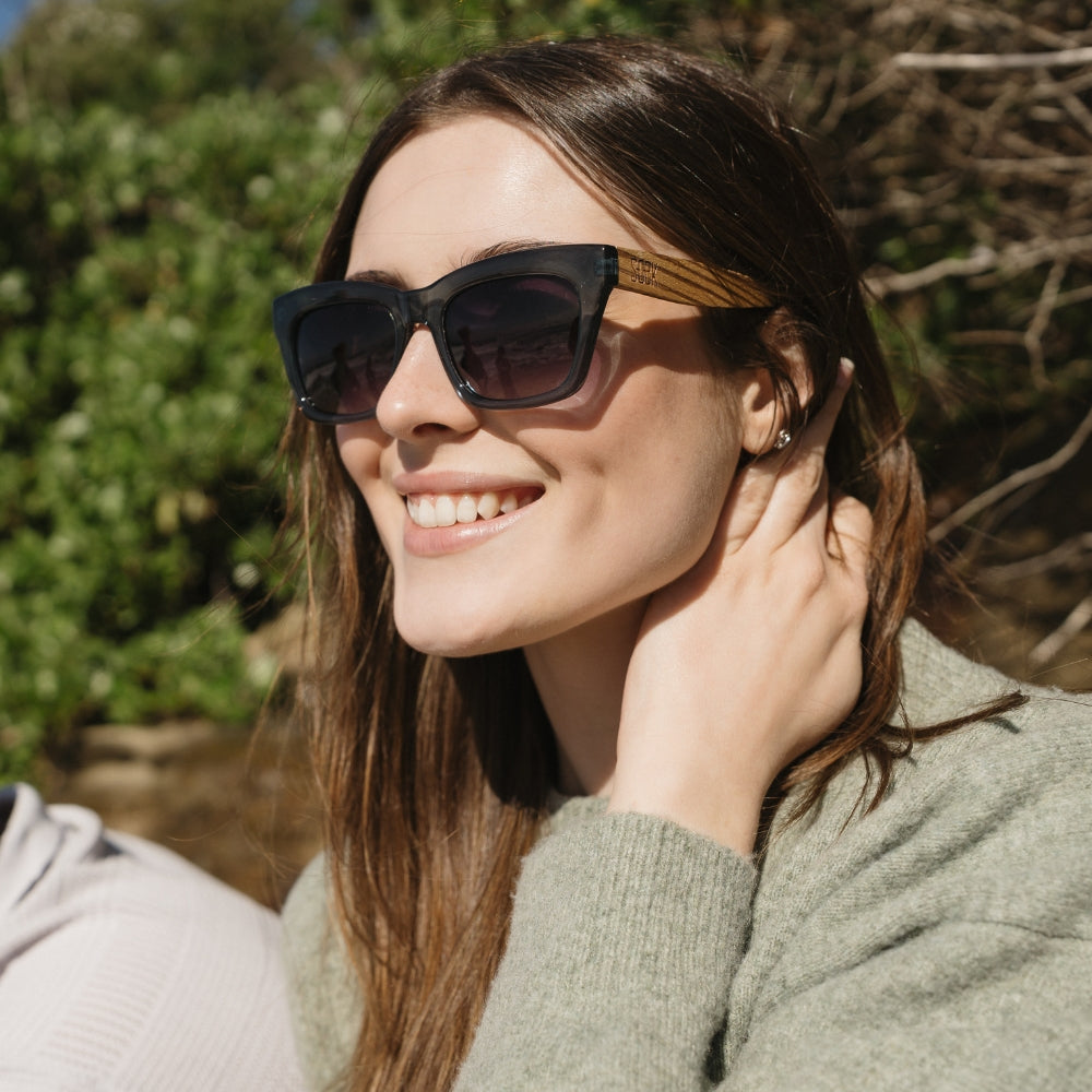 MORGAN INDIGO l Graduated Brown Lens l Walnut Arms - Soek Fashion Eyewear UK