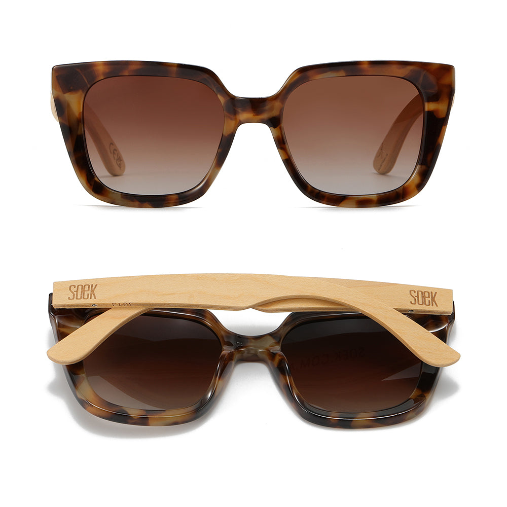SOLUNA MOCHA TORT l Sunglasses l Brown Polarised Lens l Walnut Maple Arm - Soek Fashion Eyewear UK