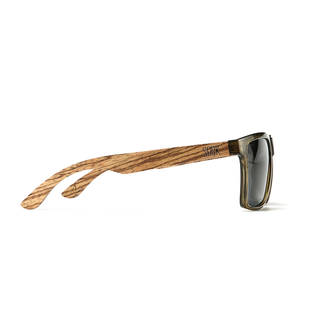 DALTON KHAKI l Polarised Black Lens l Walnut Wooden Arms - Soek Fashion Eyewear UK