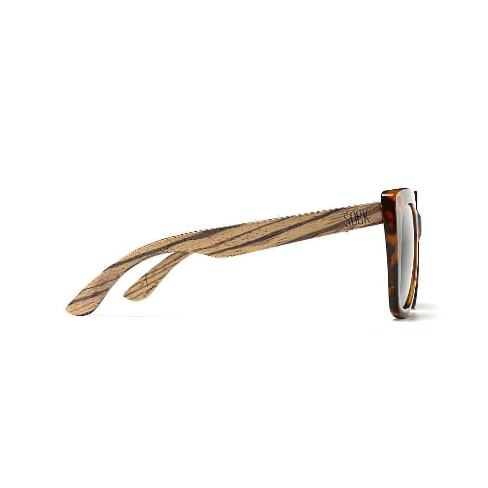 RIVIERA TOFFEE Half Tortoise Half Black Frame l Black Polarised Lens l Walnut Arms - Soek Fashion Eyewear UK