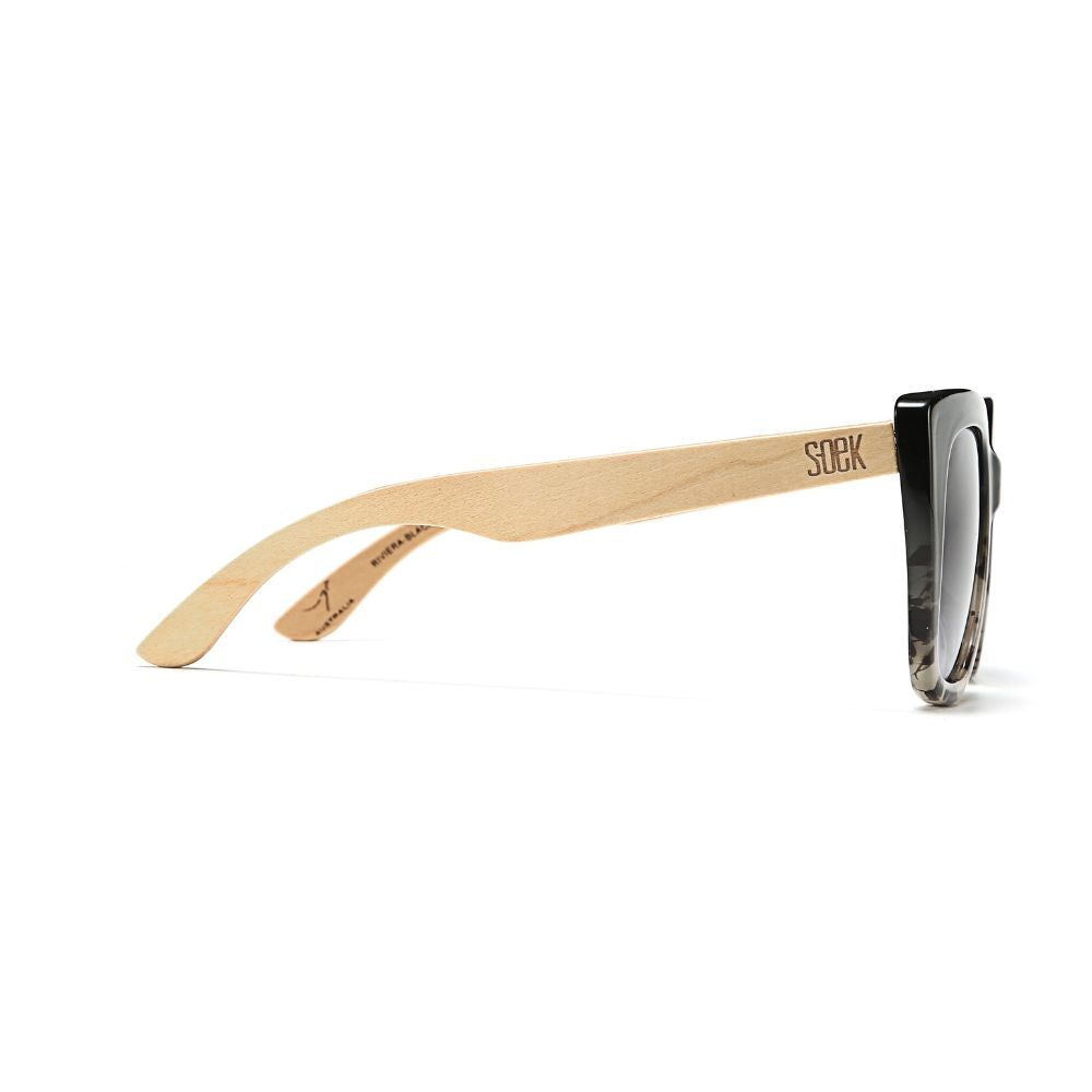 RIVIERA BLACK IVORY TORT  Black Gradient Lens l White Maple Arms - Soek Fashion Eyewear UK