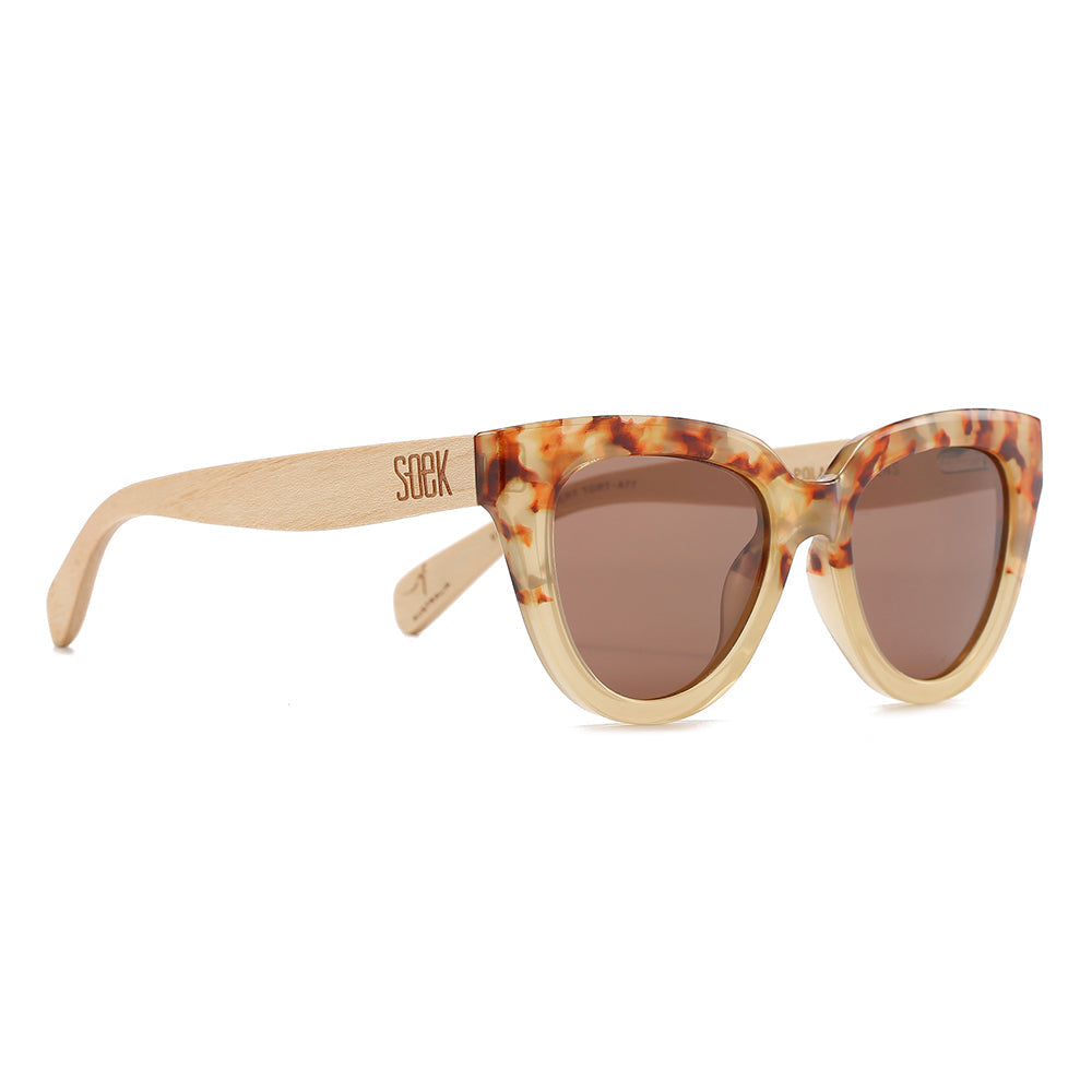 FLUTTER Desert Tort l Sunglasses l Brown Lens l White Maple Arms - Soek Fashion Eyewear UK