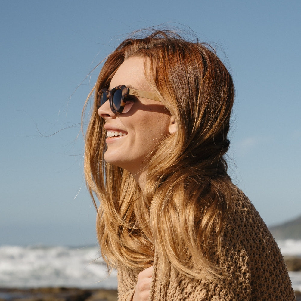 QUEST ROCKY TORT l Sunglasses l Polarised Lens l Walnut Arms - Soek Fashion Eyewear UK