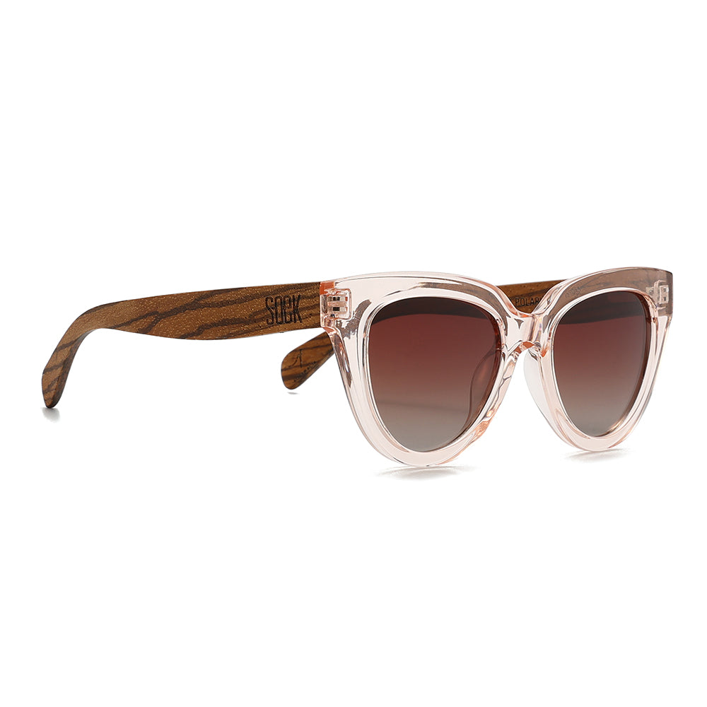 FLUTTER Blush l Sunglasses l Brown Lens l Walnut Wood Arms - Soek Fashion Eyewear UK