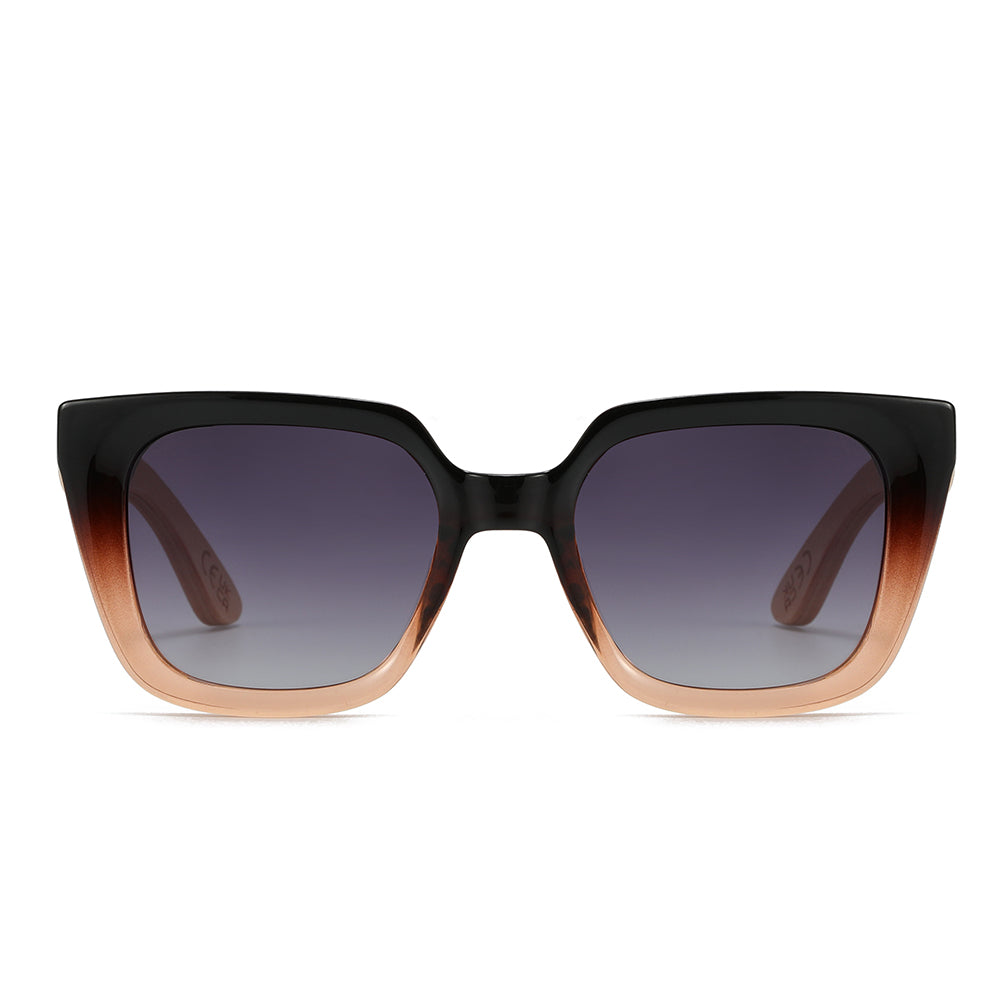 *NEW* SOLUNA OMBRE l Sunglasses l Black Polarised Lens l Walnut Maple Arm - Soek Fashion Eyewear UK