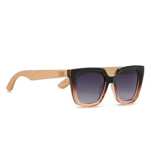  *NEW* SOLUNA OMBRE l Sunglasses l Black Polarised Lens l Walnut Maple Arm - Soek Fashion Eyewear UK