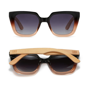 *NEW* SOLUNA OMBRE l Sunglasses l Black Polarised Lens l Walnut Maple Arm - Soek Fashion Eyewear UK