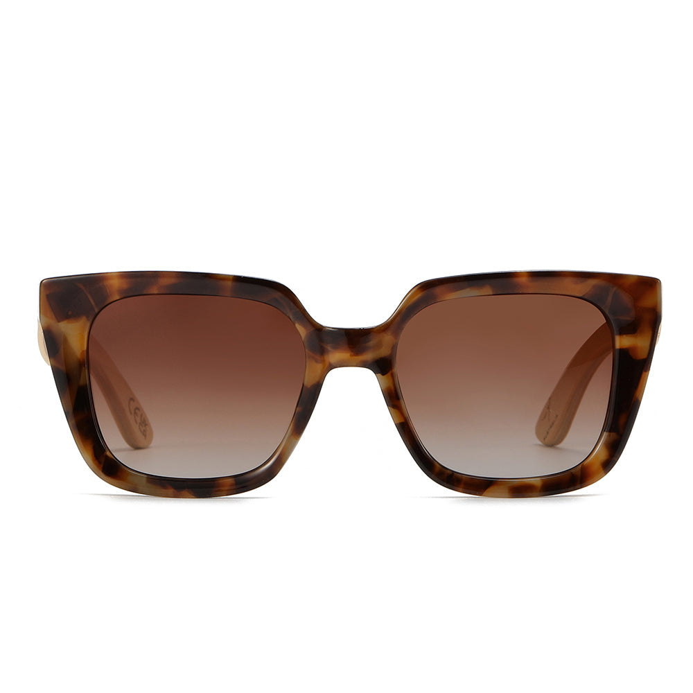 SOLUNA MOCHA TORT l Sunglasses l Brown Polarised Lens l Walnut Maple Arm - Soek Fashion Eyewear UK