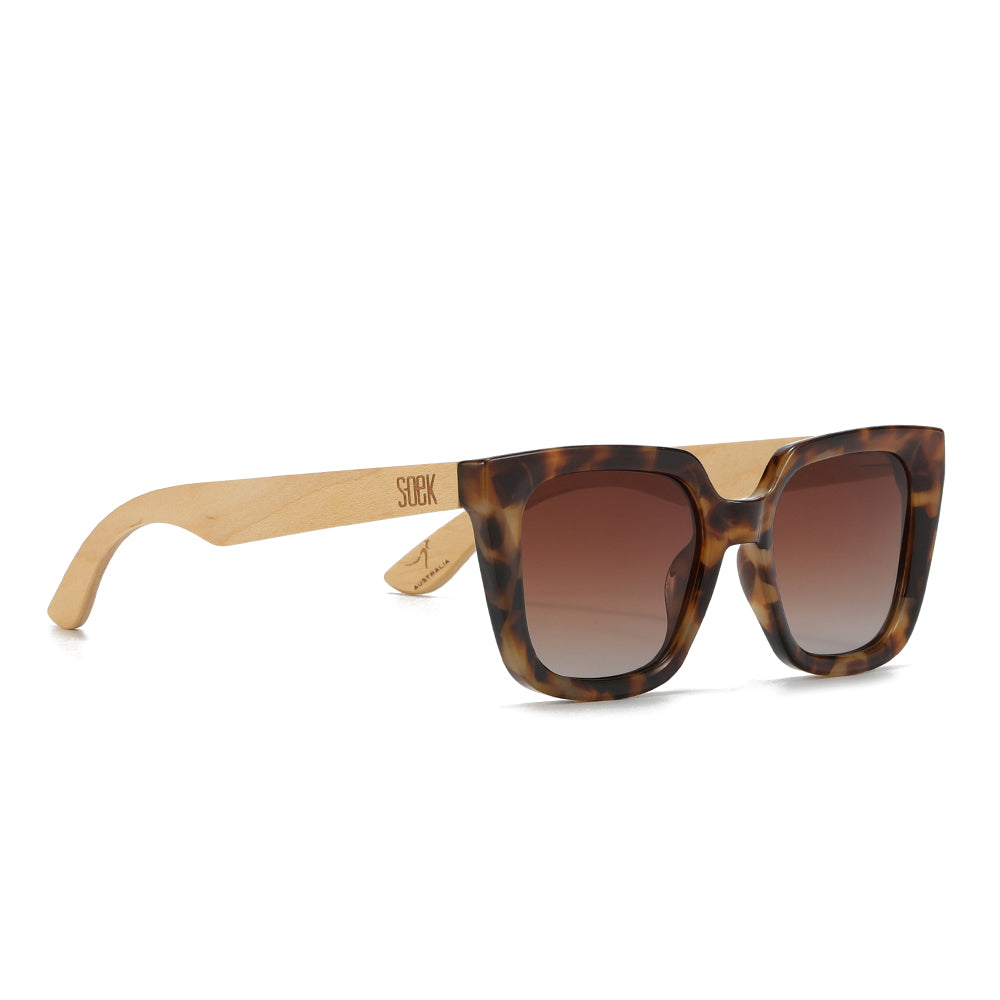SOLUNA MOCHA TORT l Sunglasses l Brown Polarised Lens l Walnut Maple Arm - Soek Fashion Eyewear UK