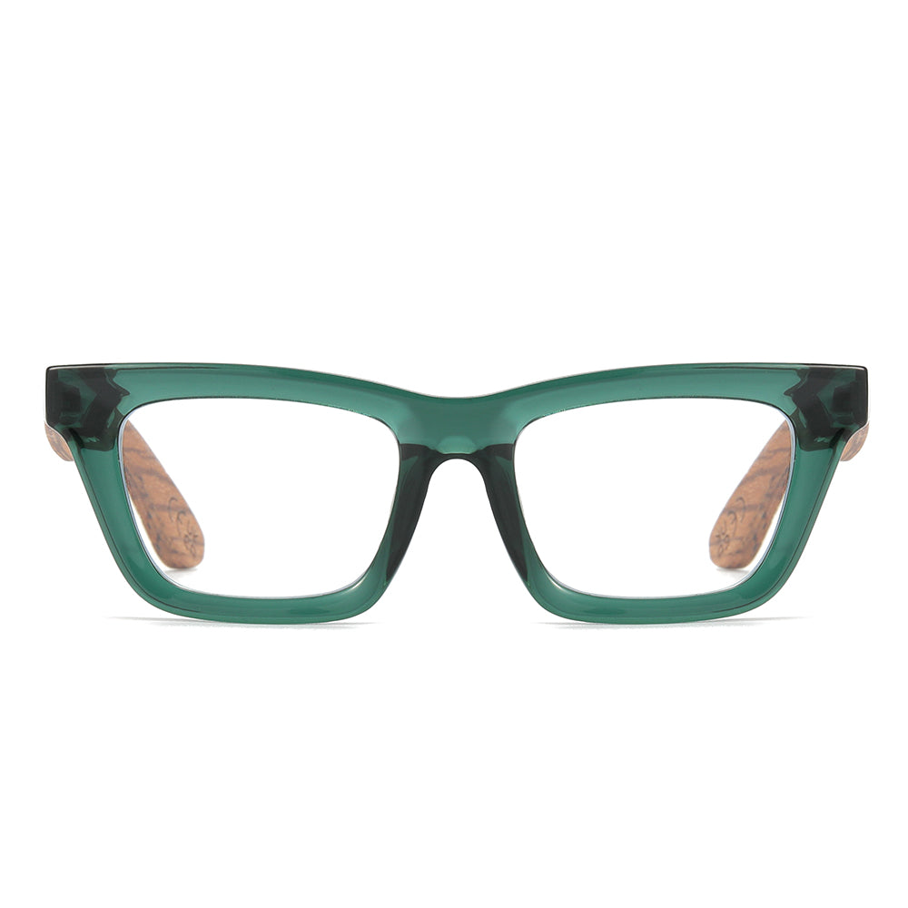 SYDNEY BOTTLE GREEN l Wooden Magnifying Reader - Soek Fashion Eyewear UK