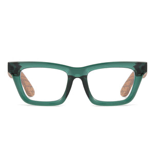 SYDNEY BOTTLE GREEN l Wooden Magnifying Reader - Soek Fashion Eyewear UK