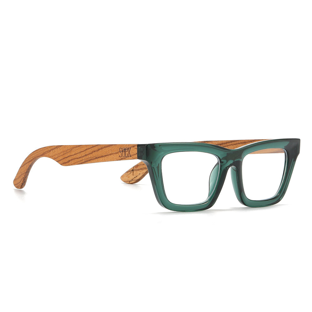 SYDNEY BOTTLE GREEN l Wooden Magnifying Reader - Soek Fashion Eyewear UK