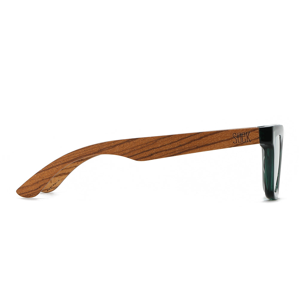 SYDNEY BOTTLE GREEN l Wooden Magnifying Reader - Soek Fashion Eyewear UK
