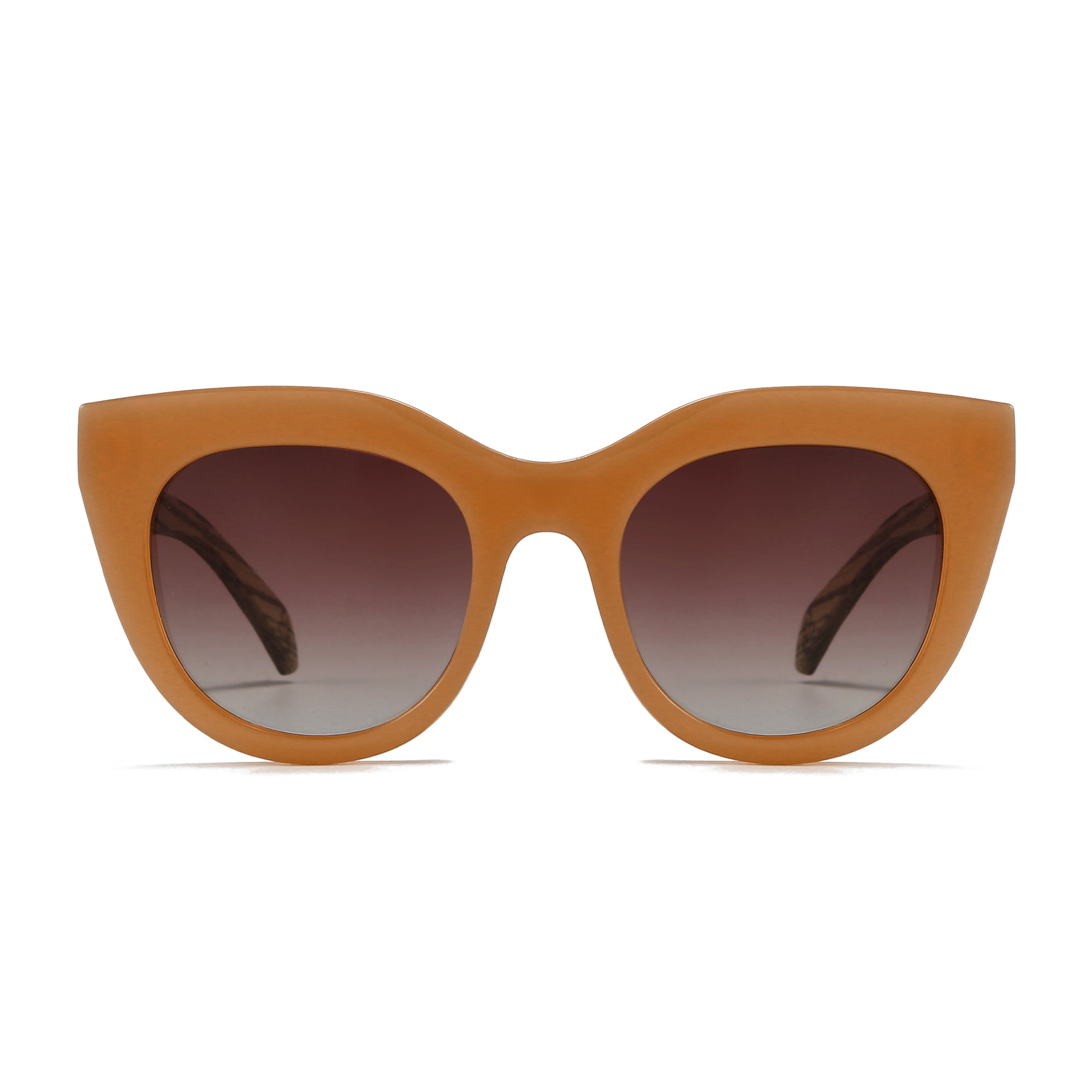 MILLA CARAMEL Brown Gradient Lens l Walnut Arms - Soek Fashion Eyewear UK