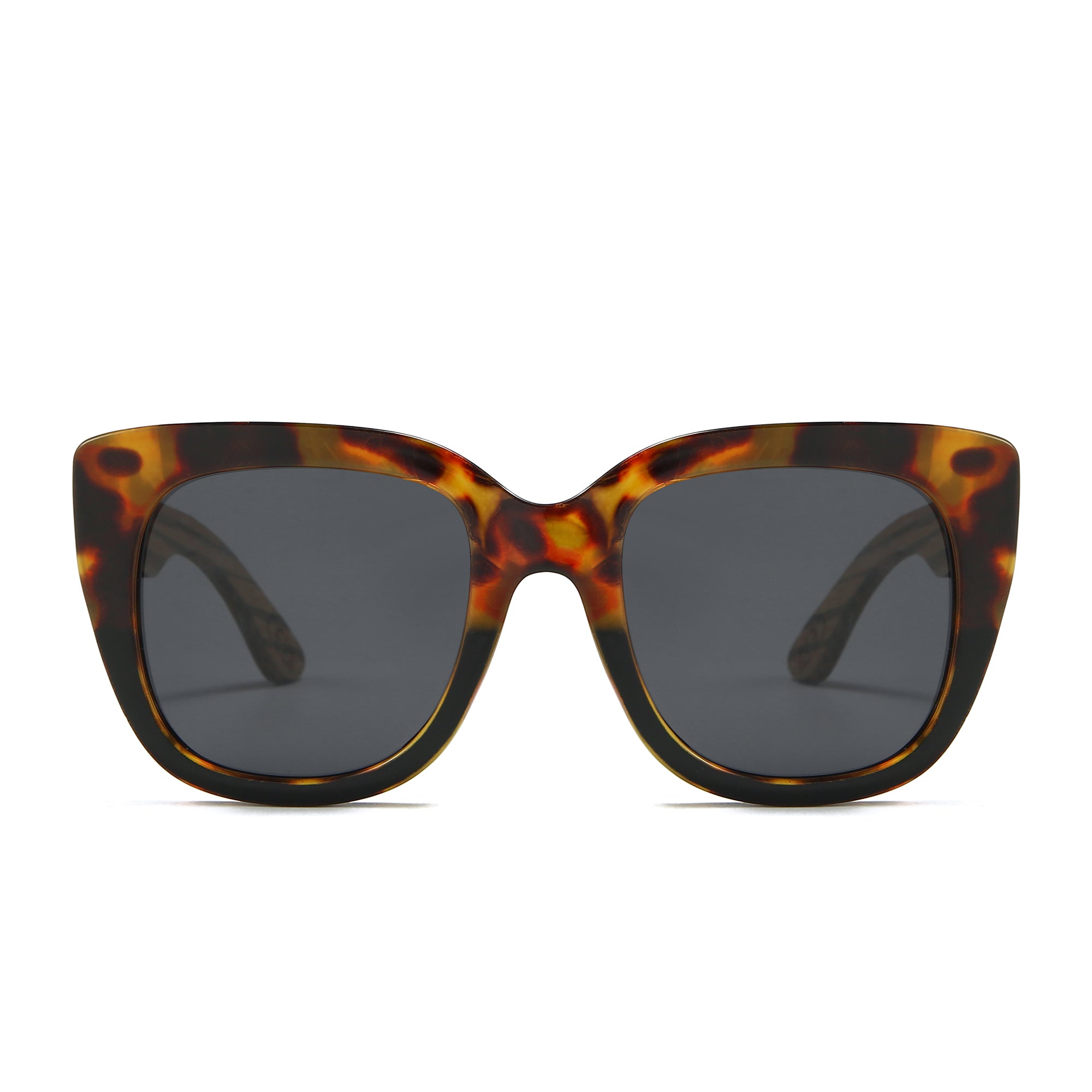 RIVIERA TOFFEE Half Tortoise Half Black Frame l Black Polarised Lens l Walnut Arms - Soek Fashion Eyewear UK