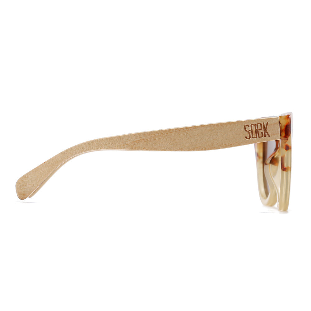 FLUTTER Desert Tort l Sunglasses l Brown Lens l White Maple Arms - Soek Fashion Eyewear UK