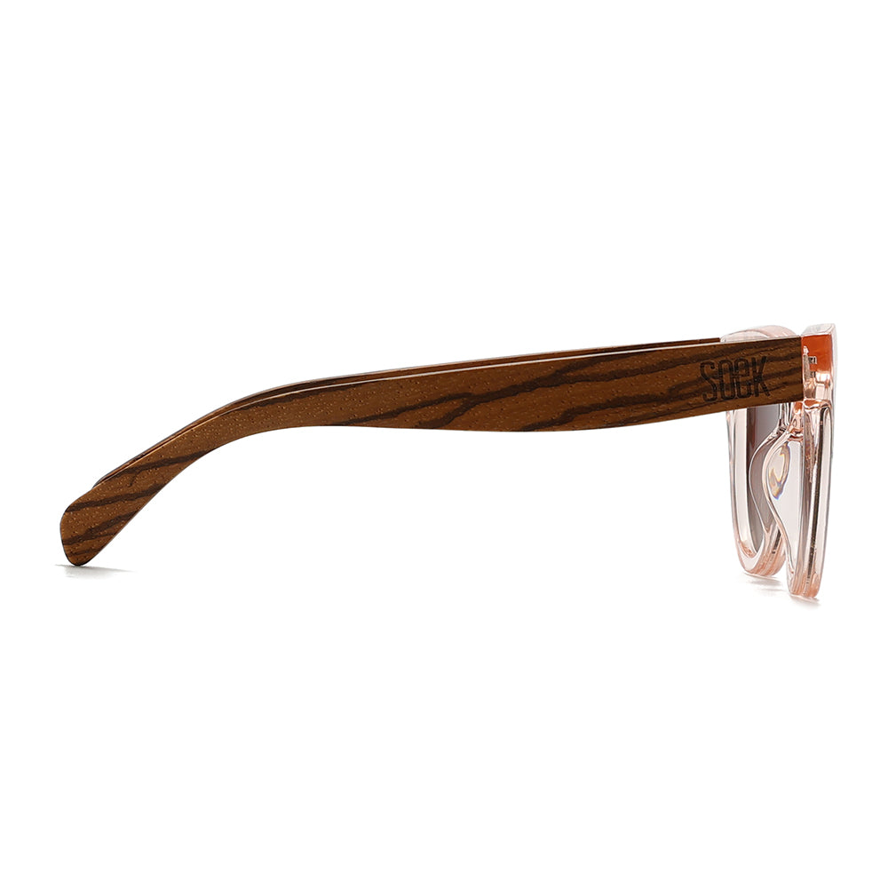 FLUTTER Blush l Sunglasses l Brown Lens l Walnut Wood Arms - Soek Fashion Eyewear UK