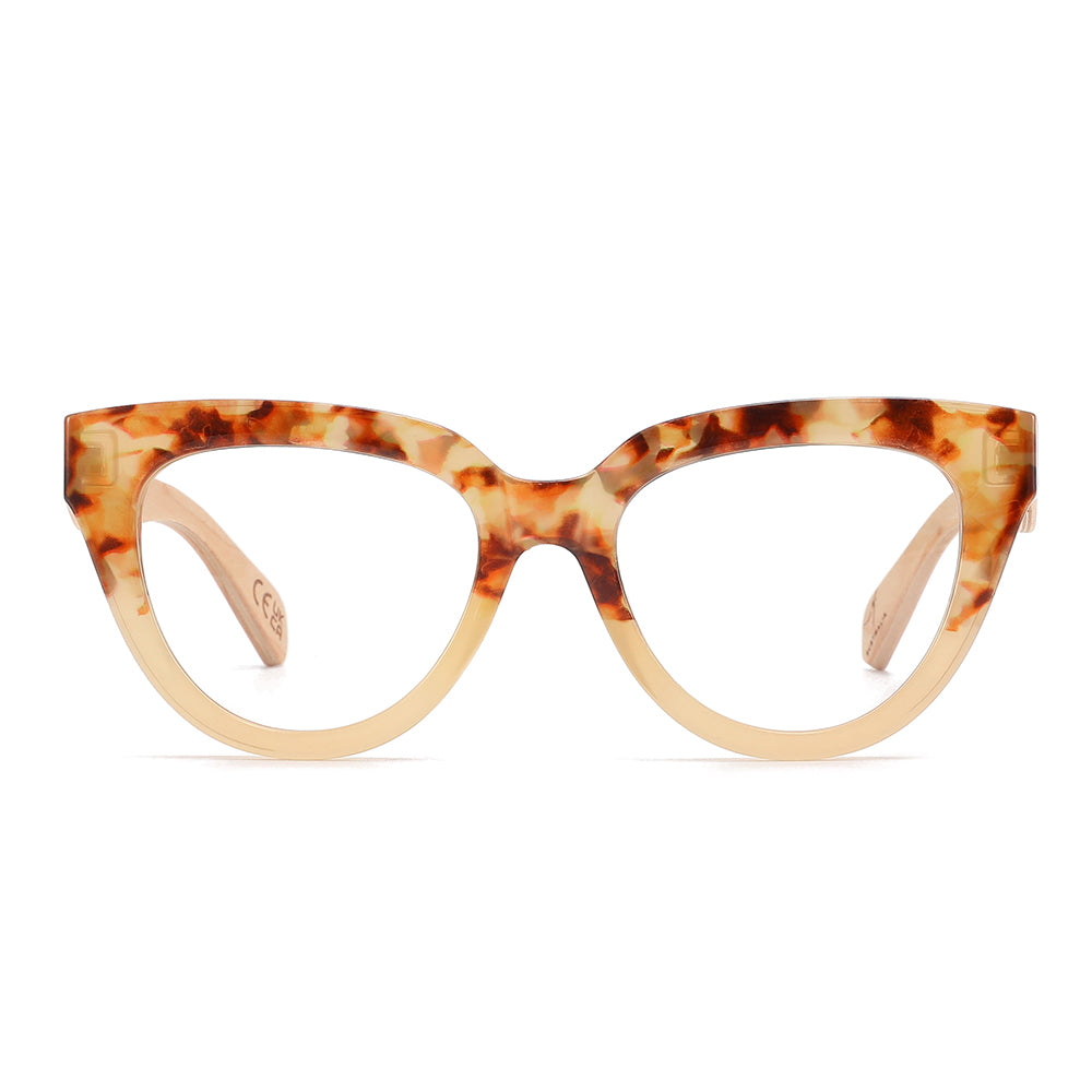 FLUTTER DESERT TORT l Walnut Arms l Blue Light Blocking Magnifying - Soek Fashion Eyewear UK