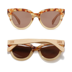 FLUTTER Desert Tort l Sunglasses l Brown Lens l White Maple Arms - Soek Fashion Eyewear UK