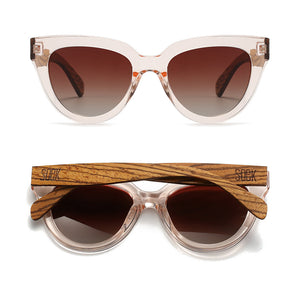 FLUTTER Blush l Sunglasses l Brown Lens l Walnut Wood Arms - Soek Fashion Eyewear UK