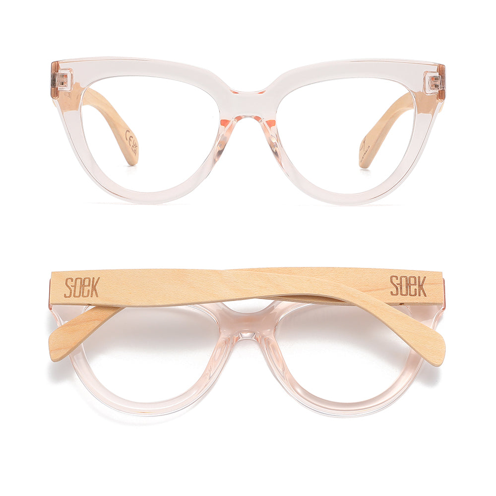 FLUTTER BLUSH l Walnut Arms l Blue Light Blocking Magnifying - Soek Fashion Eyewear UK