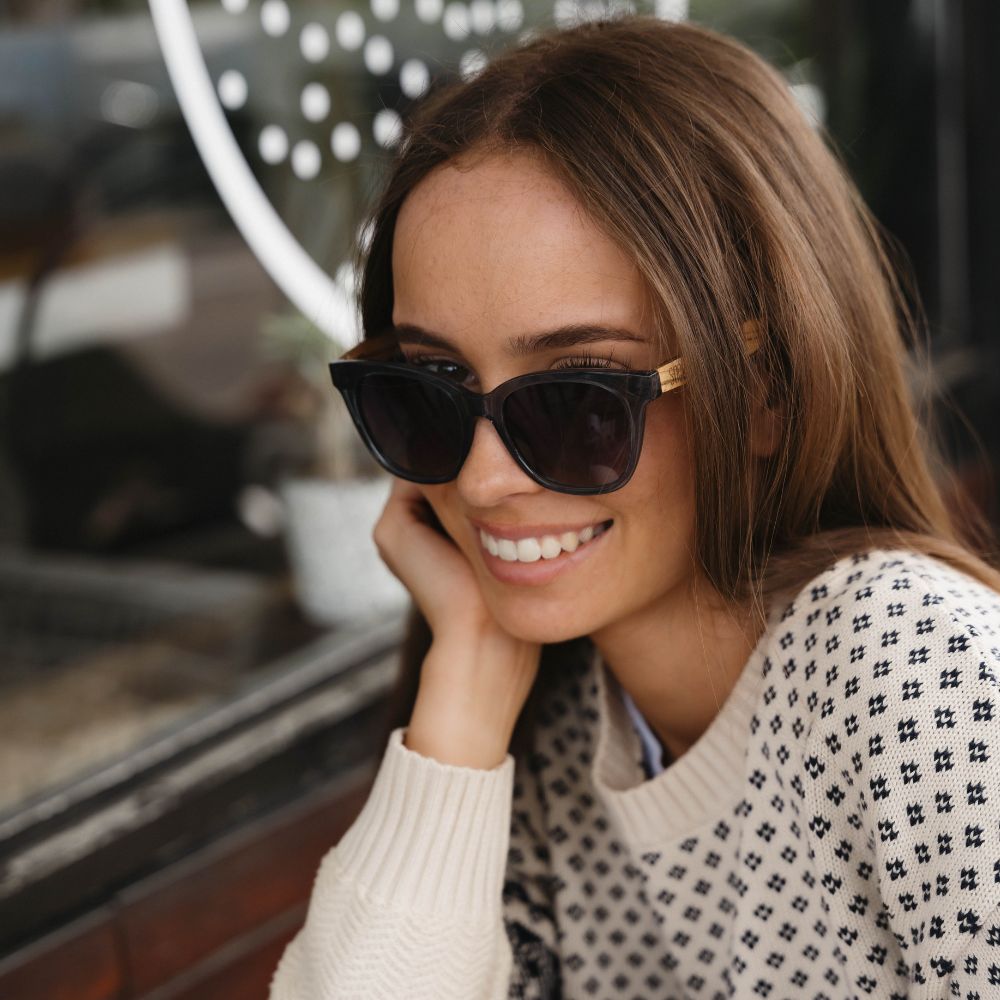 LILA GRACE MIDNIGHT BLUE l Smokey Gradient Lens l Walnut Arms - Soek Fashion Eyewear UK