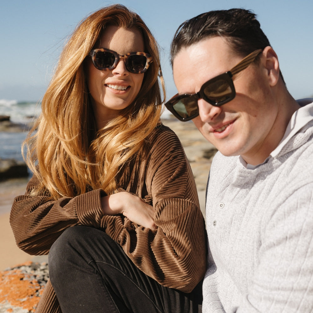 ZAHRA MIDNIGHT l Smokey Gradient Lens l Walnut Arms - Soek Fashion Eyewear Australia