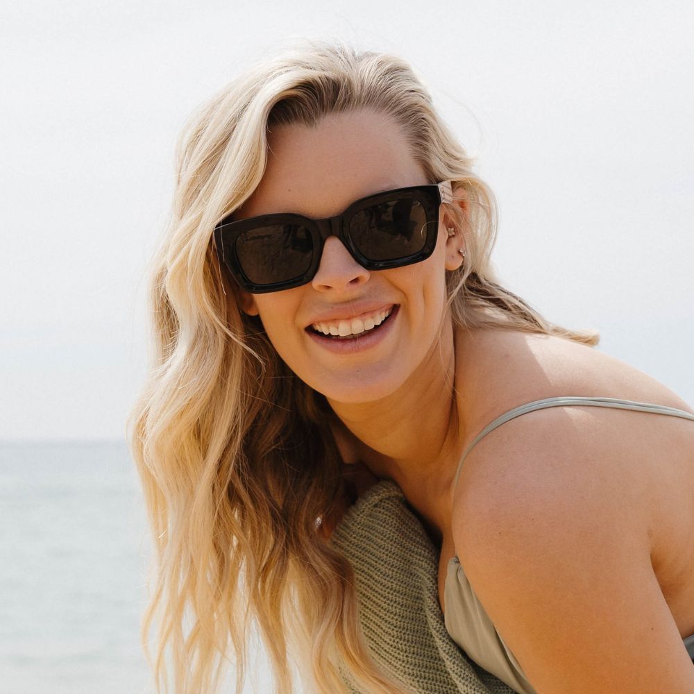 ZAHRA MIDNIGHT l Smokey Gradient Lens l Walnut Arms - Soek Fashion Eyewear Australia