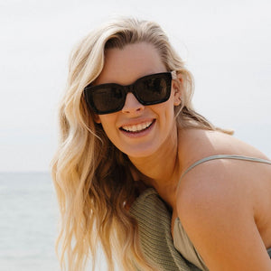 ZAHRA MIDNIGHT l Smokey Gradient Lens l Walnut Arms - Soek Fashion Eyewear Australia