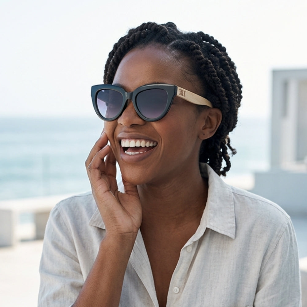 FLUTTER Storm l Sunglasses l Black Lens l White Maple Arms - Soek Fashion Eyewear UK