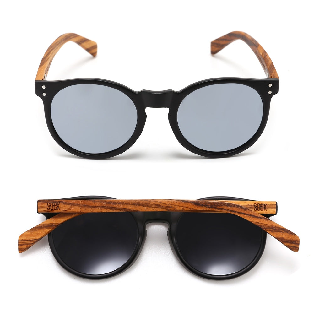 SORRENTO Silver Reflective Lens l Walnut Wooden Arms