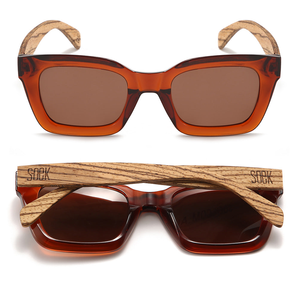 ZAHRA AUBURN l Smoky Polarised Lens l Walnut Arms - Soek Fashion Eyewear UK