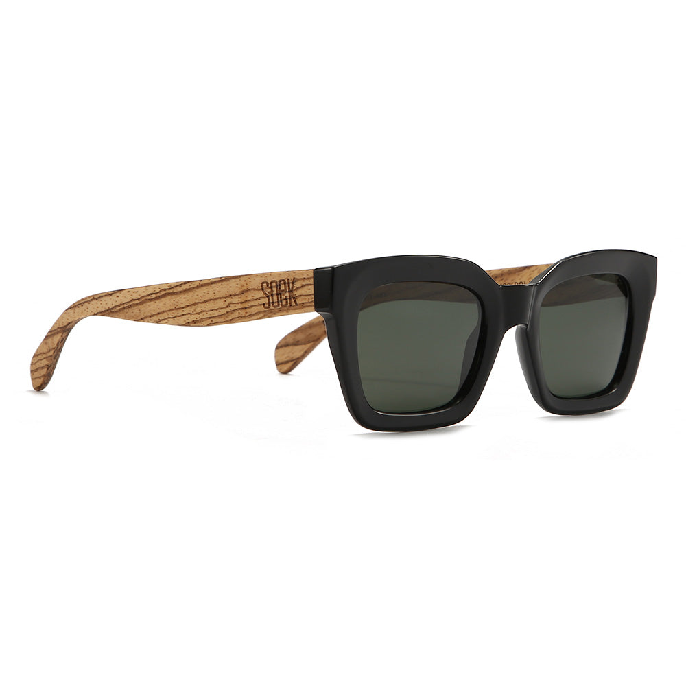 ZAHRA MIDNIGHT l Khaki Polarised Lens l Walnut Arms - Soek Fashion Eyewear UK