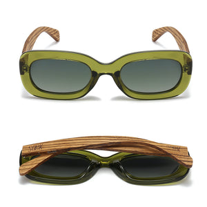 VIBE MOSS l Khaki Green Frame l Black Polarised Lens l White Maple Arms - Soek Fashion Eyewear UK