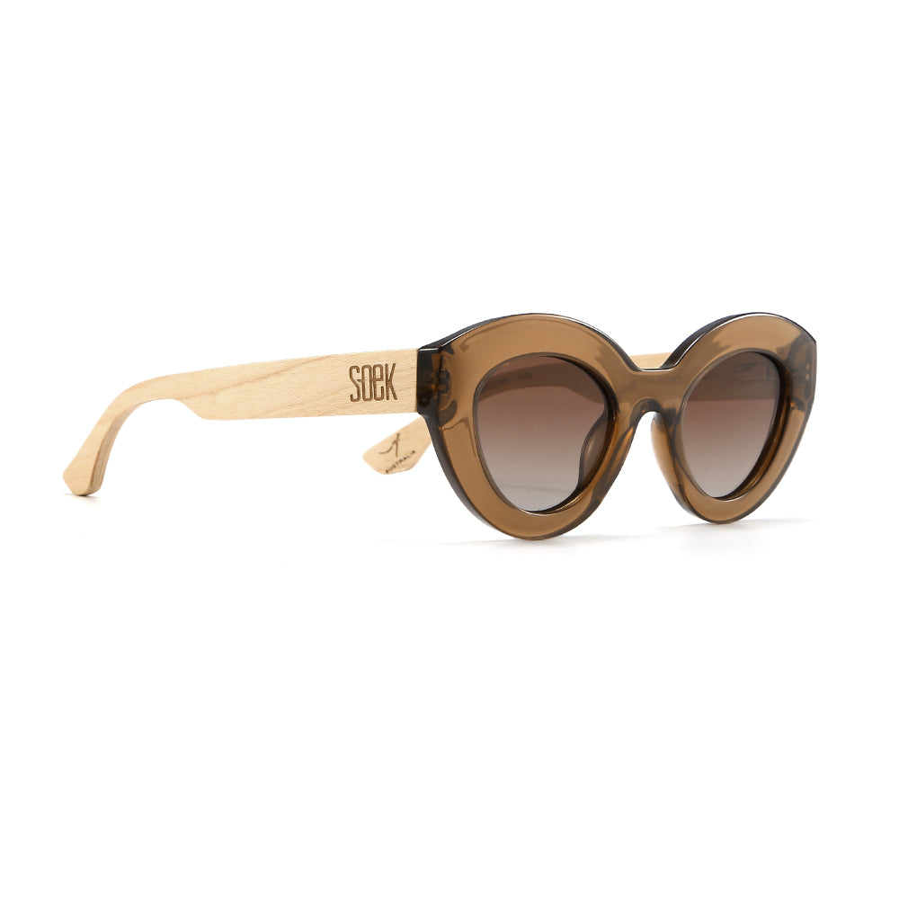 STEVIE MOCHA l Black Polarised Lens l White Maple Arms l Sunglasses by SOEK UK