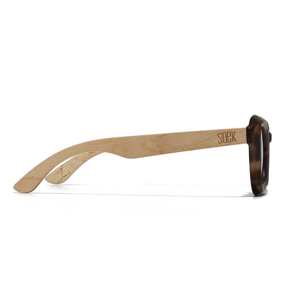 QUEST ROCKY TORT l Sunglasses l Polarised Lens l Walnut Arms - Soek Fashion Eyewear UK