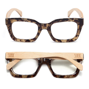 ZAHRA OPAL TORT l Wooden Blue Light Magnifying Reader - Soek Fashion Eyewear UK