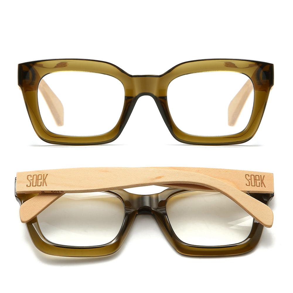 ZAHRA KHAKI l Magnifying Blue Light Reader - SOEK UK