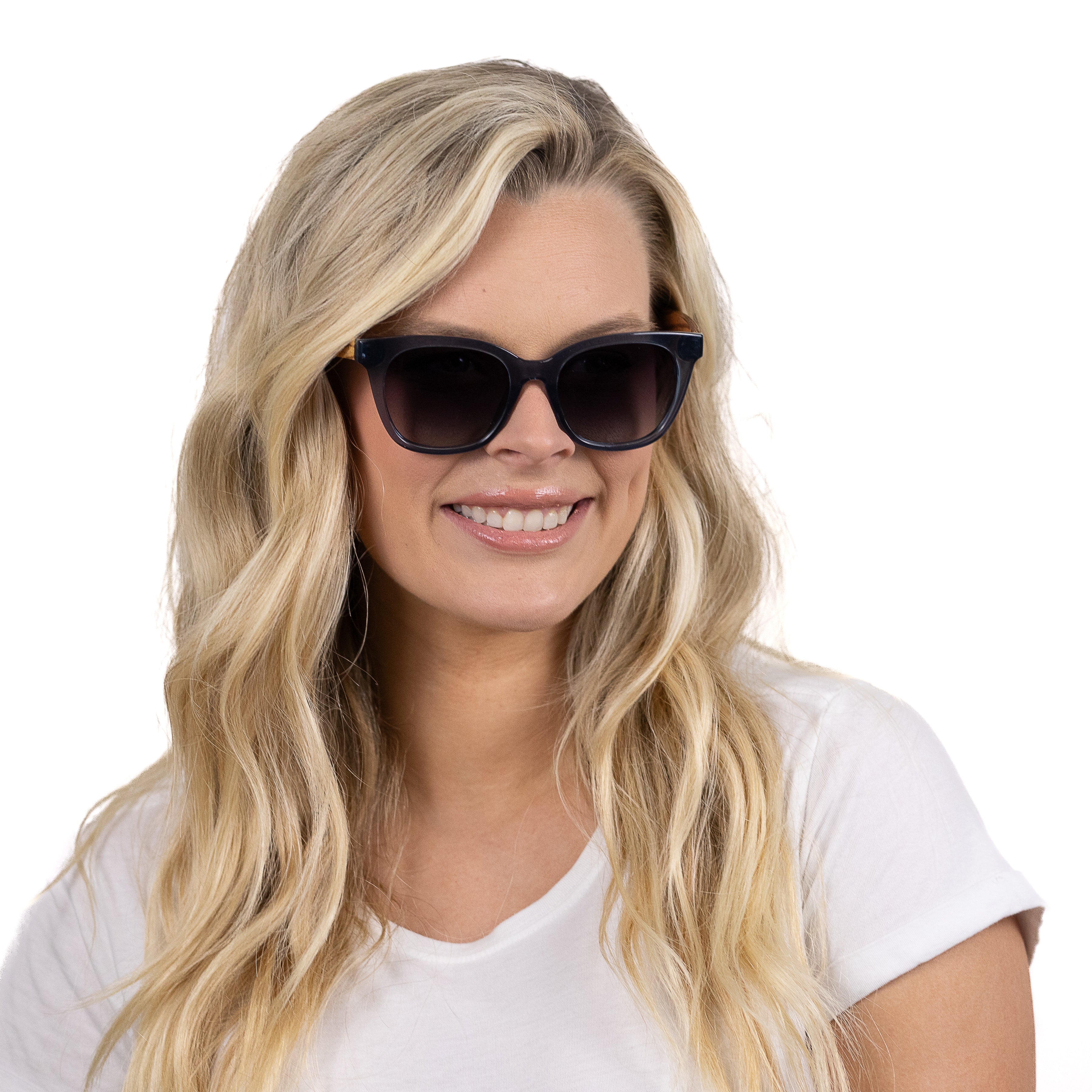 LILA GRACE MIDNIGHT BLUE l Smokey Gradient Lens l Walnut Arms - Soek Fashion Eyewear UK