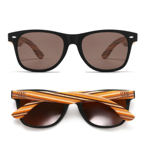 TORQUAY Brown Lens l Mustard Wooden Striped Arms - Soek Fashion Eyewear Australia