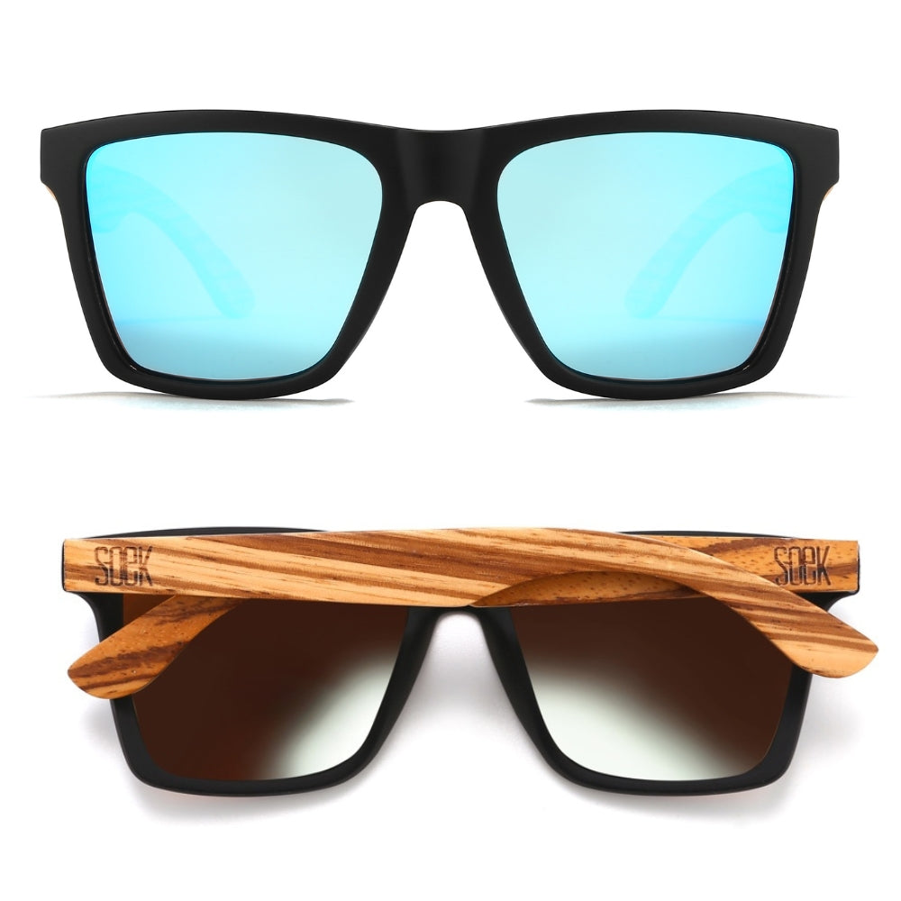 FORRESTERS Blue Reflective Lens l Walnut Arms - Soek Fashion Eyewear UK