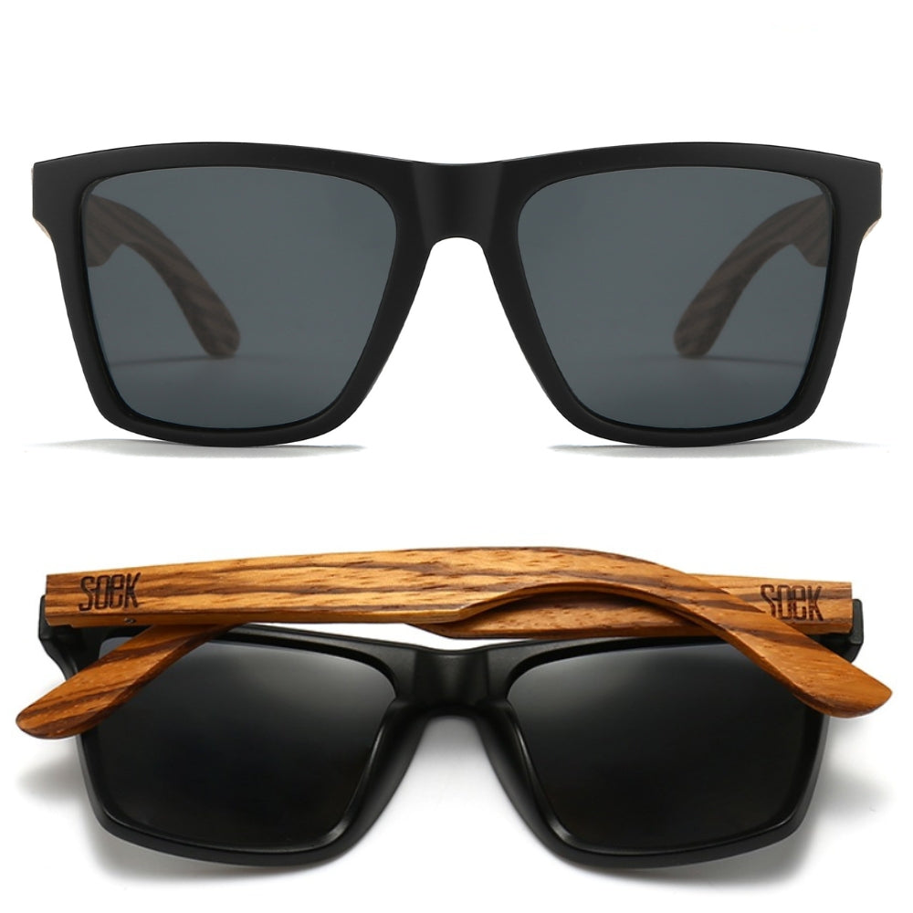 DALTON  Black Sunglasses l Black Lens l Walnut Arms - Soek Fashion Eyewear UK